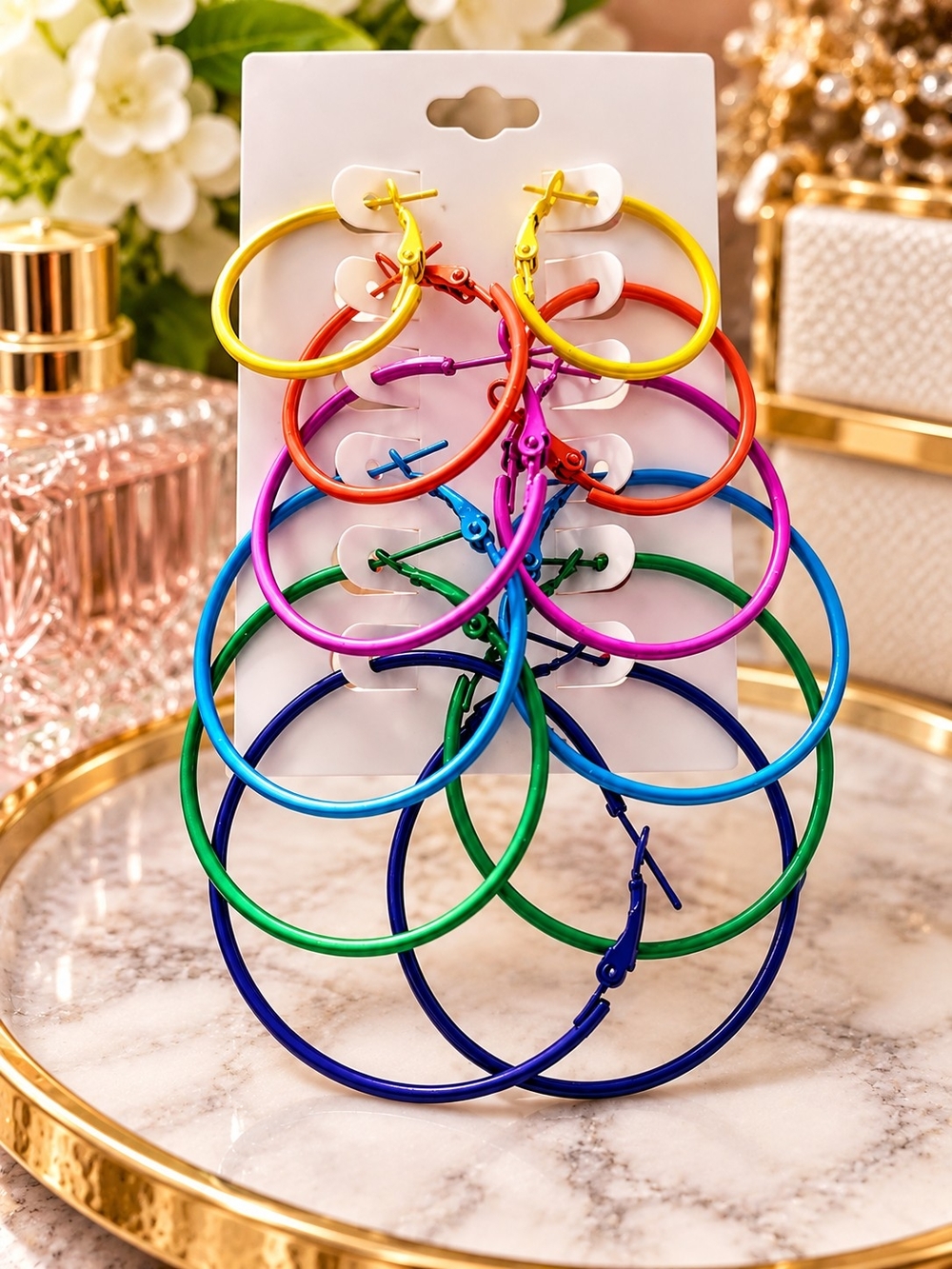 Colorful Hoop Earrings Set Multicolor Statement Hoops